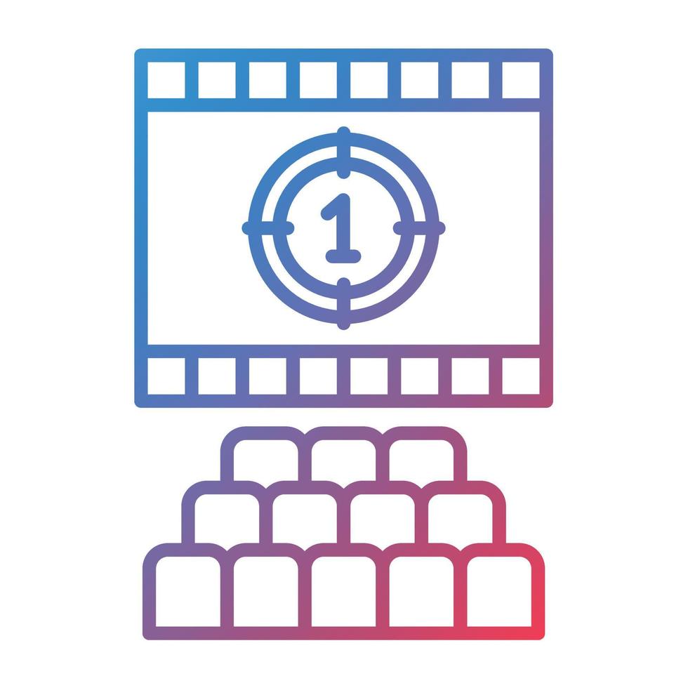 icône de gradient de ligne d'écran de cinéma vecteur