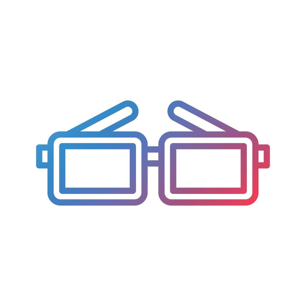 icône de dégradé de ligne de lunettes de cinéma vecteur