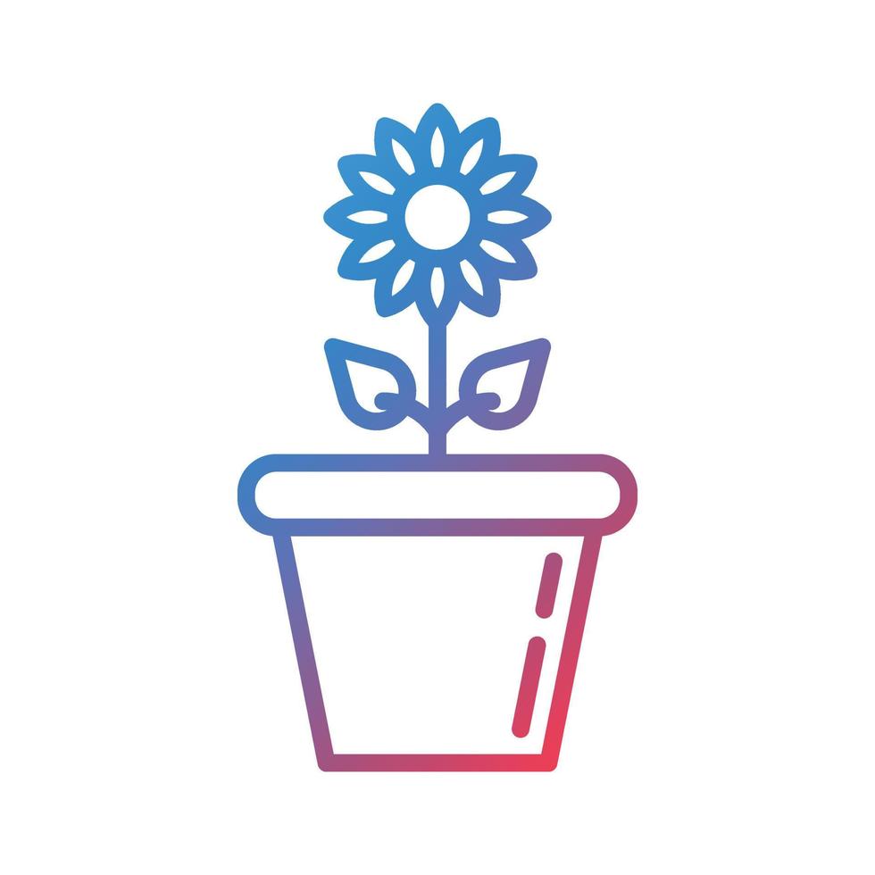 icône de dégradé de ligne de pot de fleur vecteur
