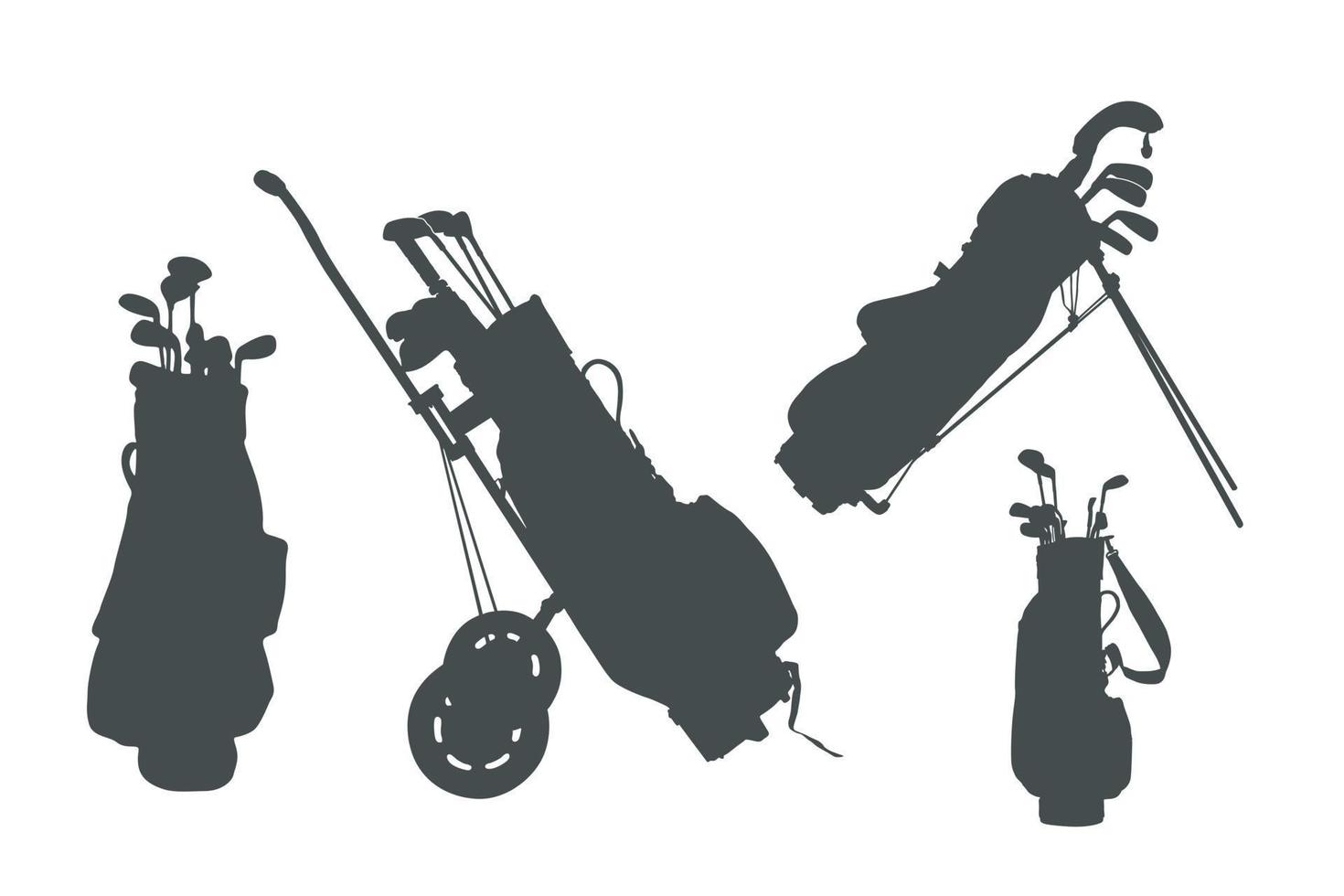 silhouettes de sac de golf, silhouettes de club de golf et de sac de golf vecteur