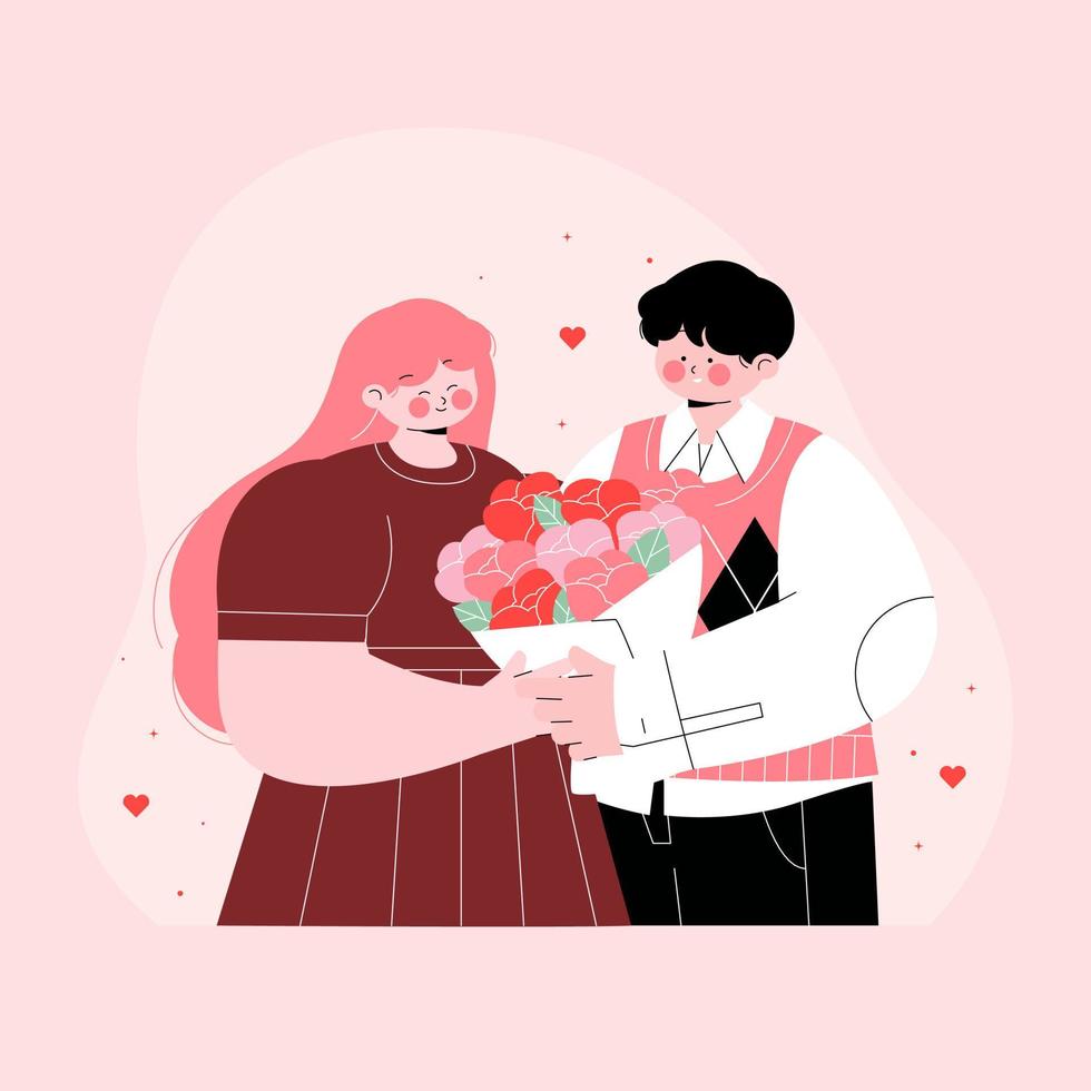 vecteur à la mode saint valentin illustration couple mignon relations humaines amour dessin animé illustration vectorielle plane