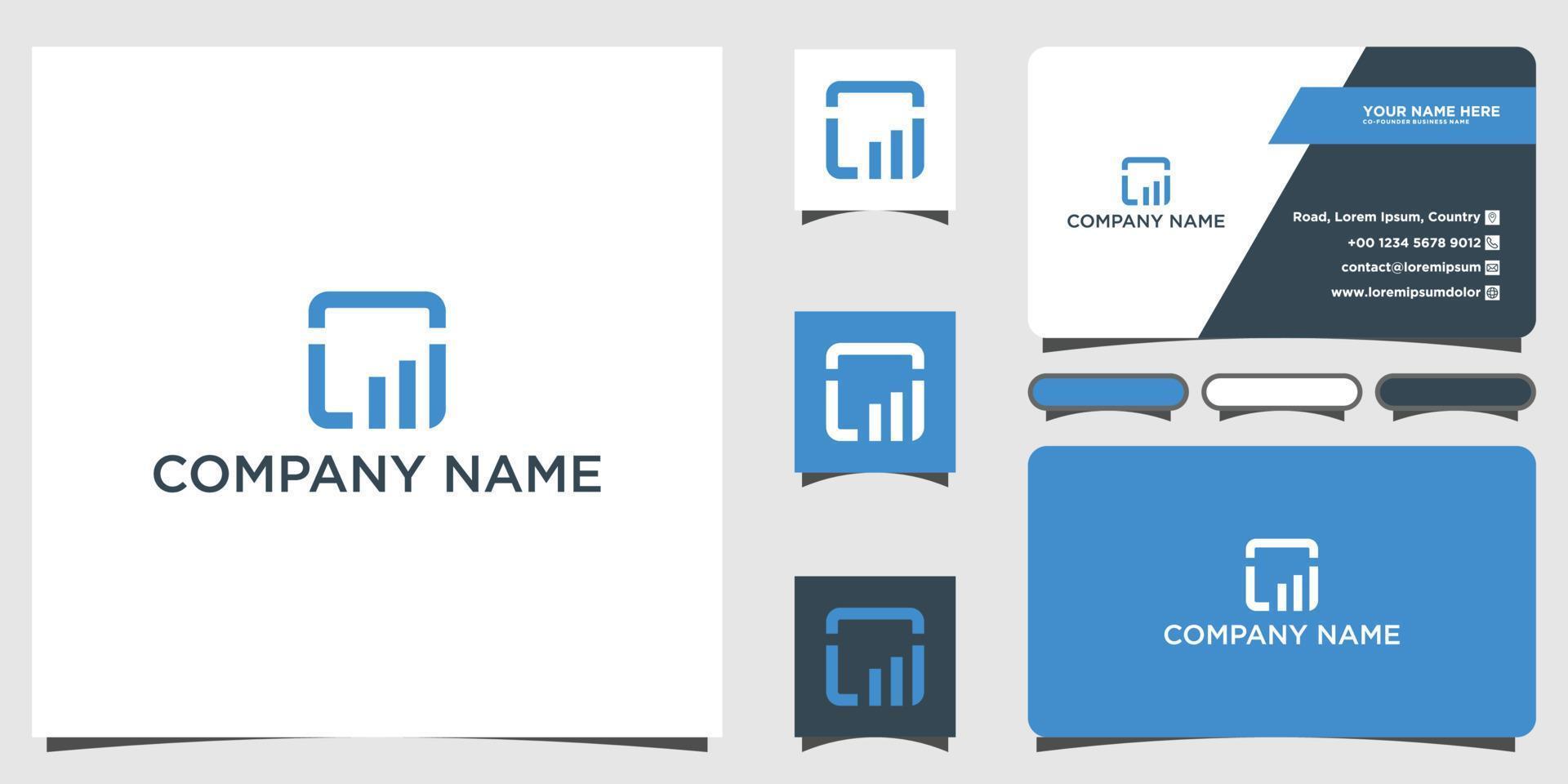 logo financier avec cartes de visite pour les sociétés de comptabilité, d'audit et de conseil fiscal. vecteur