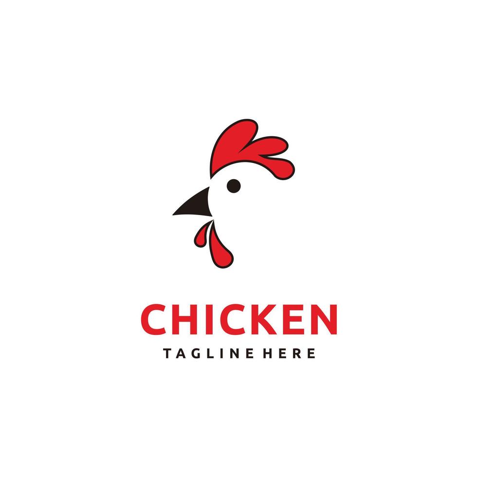 modèle de conception de logo de tête de poulet minimaliste vecteur