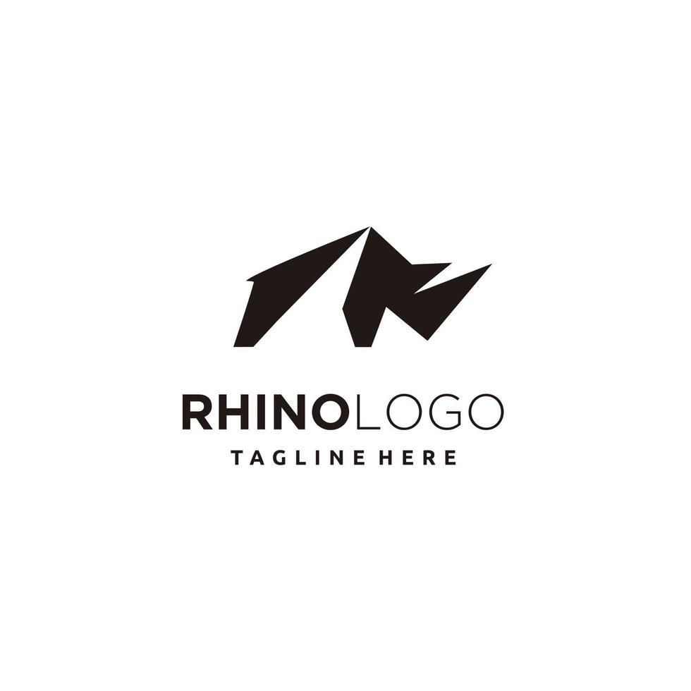 rhinocéros animal sauvage silhouette simple logo design icône illustration vectorielle vecteur