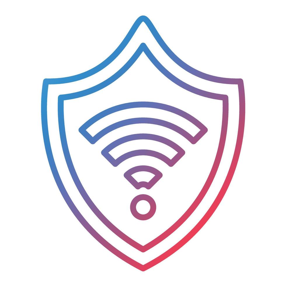 icône de dégradé de ligne de sécurité wifi vecteur