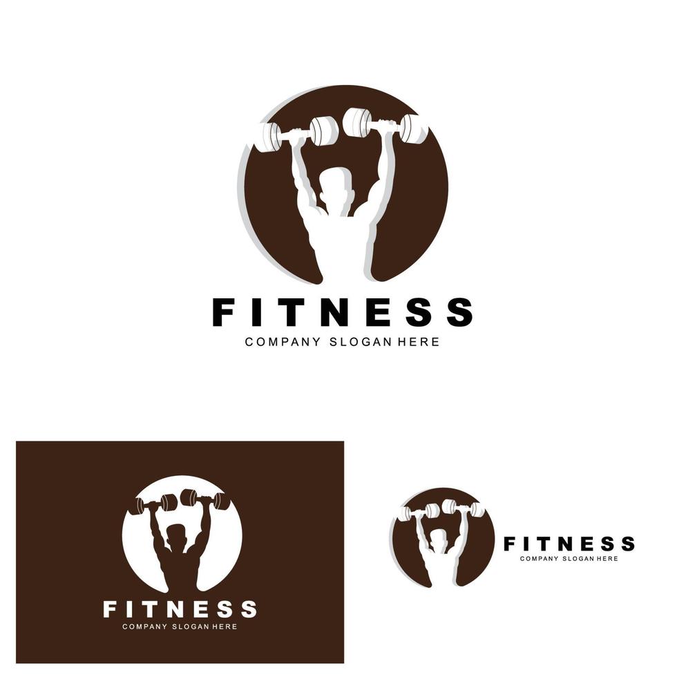 logo de gym, image vectorielle de logo de fitness, conception adaptée à la forme physique, aux équipements sportifs, à la santé du corps, aux marques de produits de compléments corporels vecteur