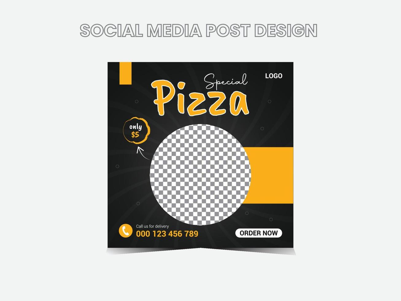 conception de publication de médias sociaux de pizza chaude vecteur