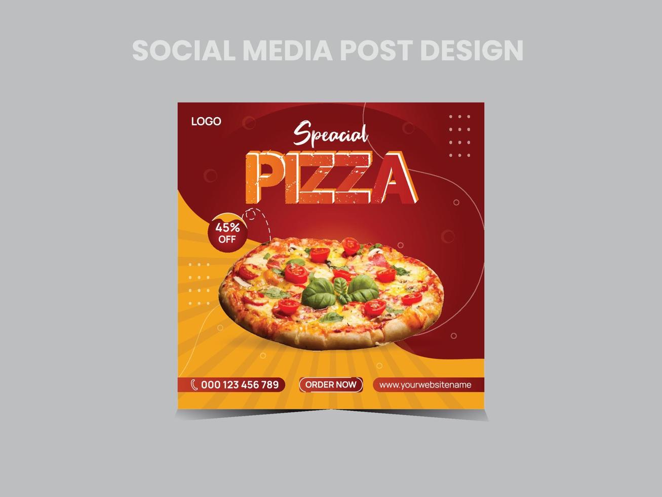 conception de publication de médias sociaux de pizza chaude vecteur