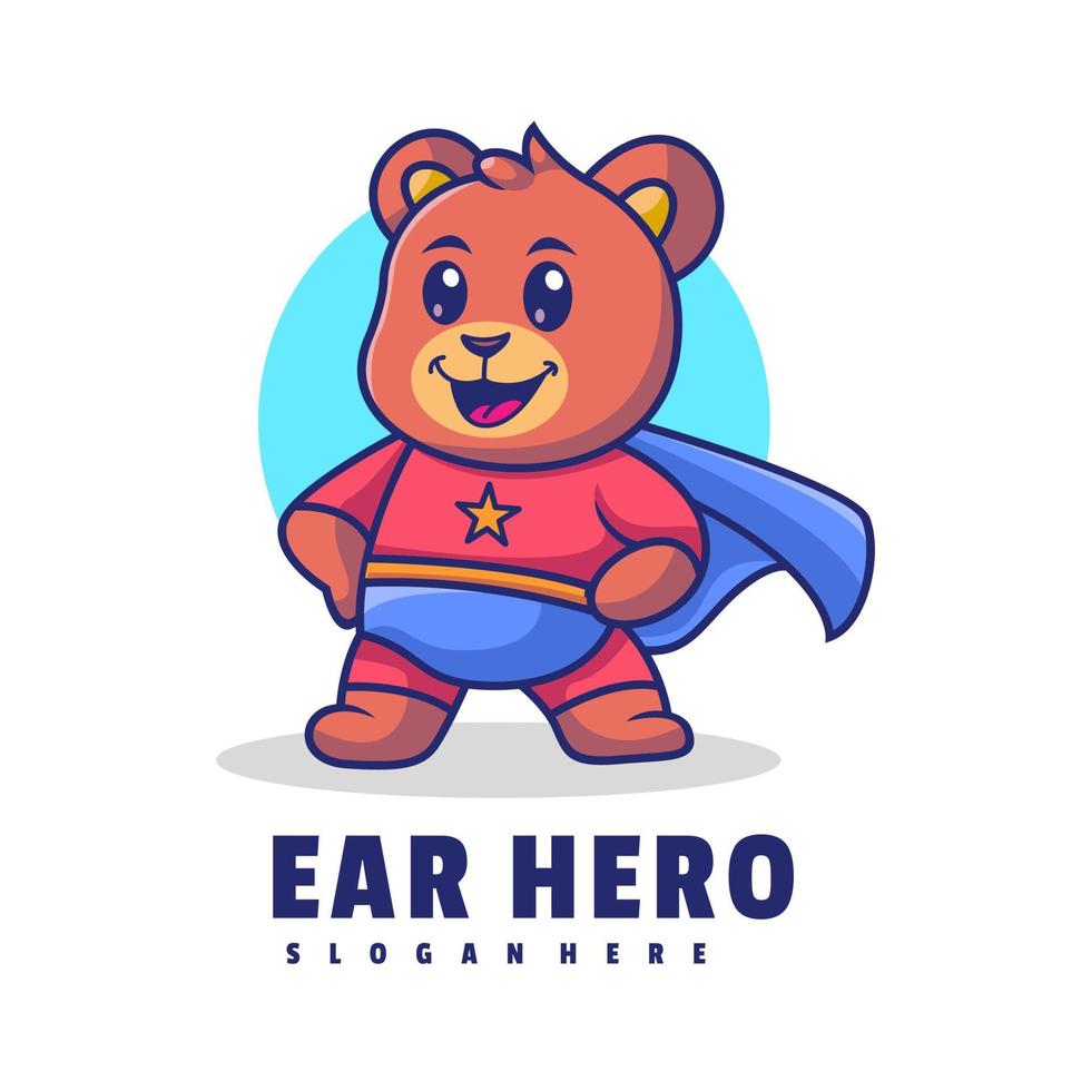 logo de dessin animé de héros d'ours vecteur