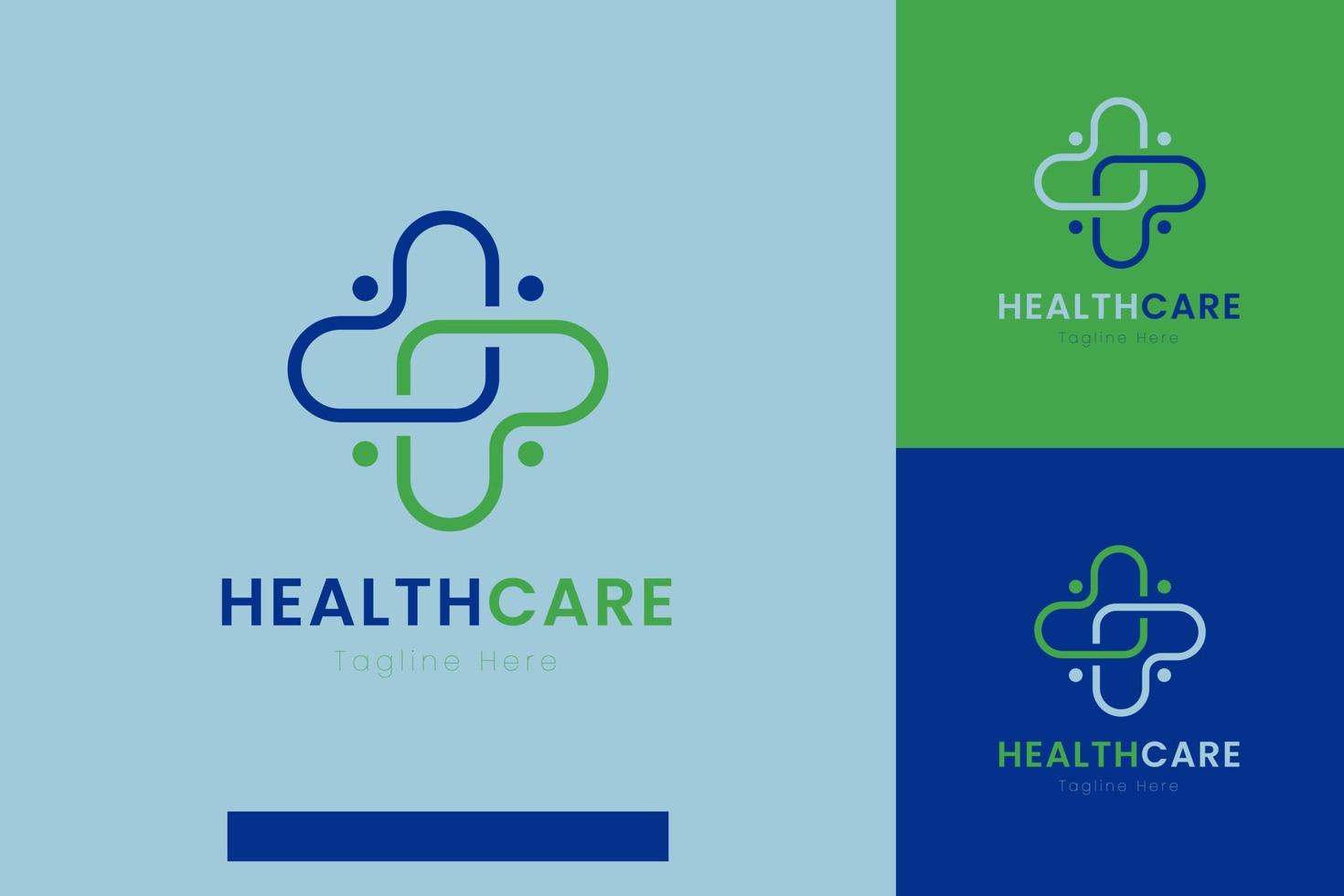 ensemble de modèles de conception de vecteur de logo de soins de santé médicaux avec différents styles de couleur