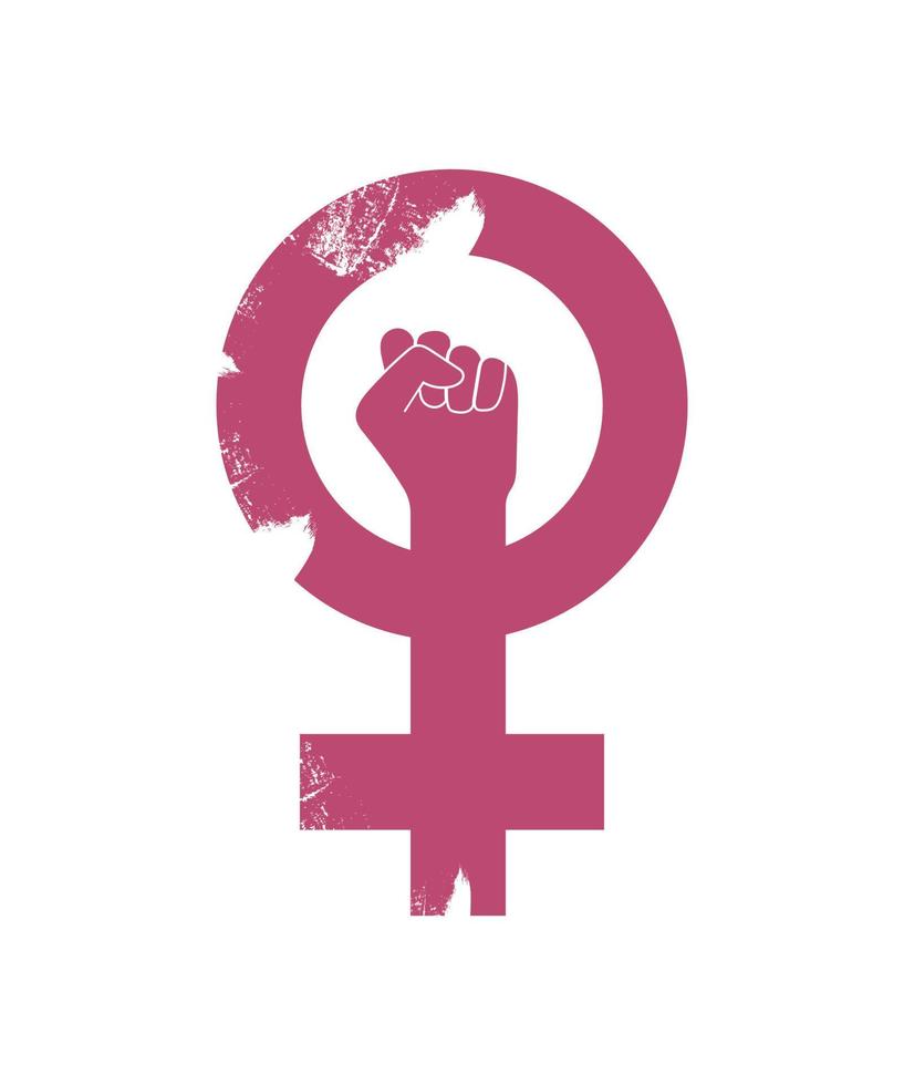 symbole de genre féminin avec le poing de la femme au milieu. symbole de protestation des femmes. vecteur