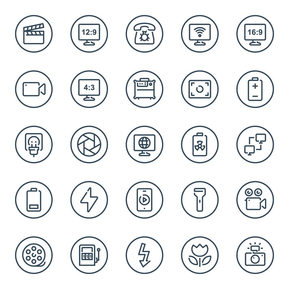 icônes de contour de cercle pour les appareils. vecteur