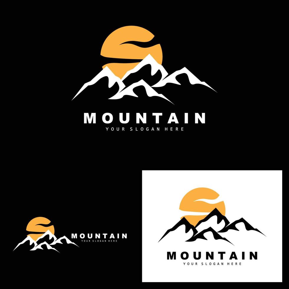 création de logo de montagne, lieu de vecteur pour randonneur amoureux de la nature