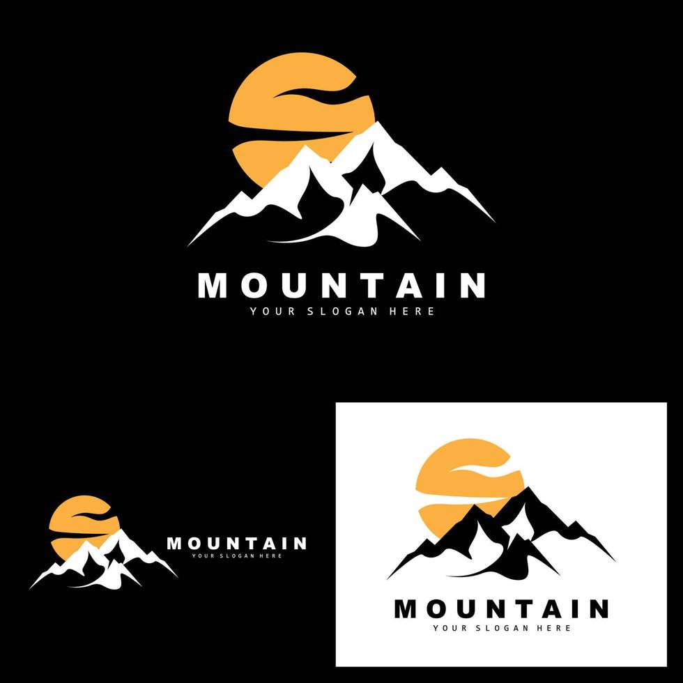 création de logo de montagne, lieu de vecteur pour randonneur amoureux de la nature