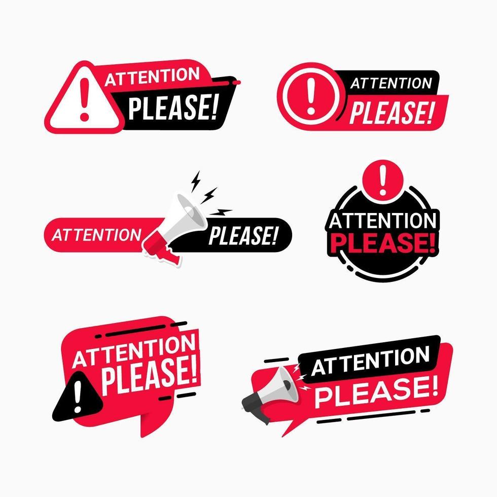 attention s'il vous plaît badges message important illustration vectorielle de cadre d'avertissement vecteur