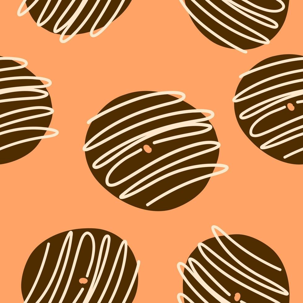 motif de beignets. illustration vectorielle dans un style plat de dessin animé isolé sur fond orange vecteur