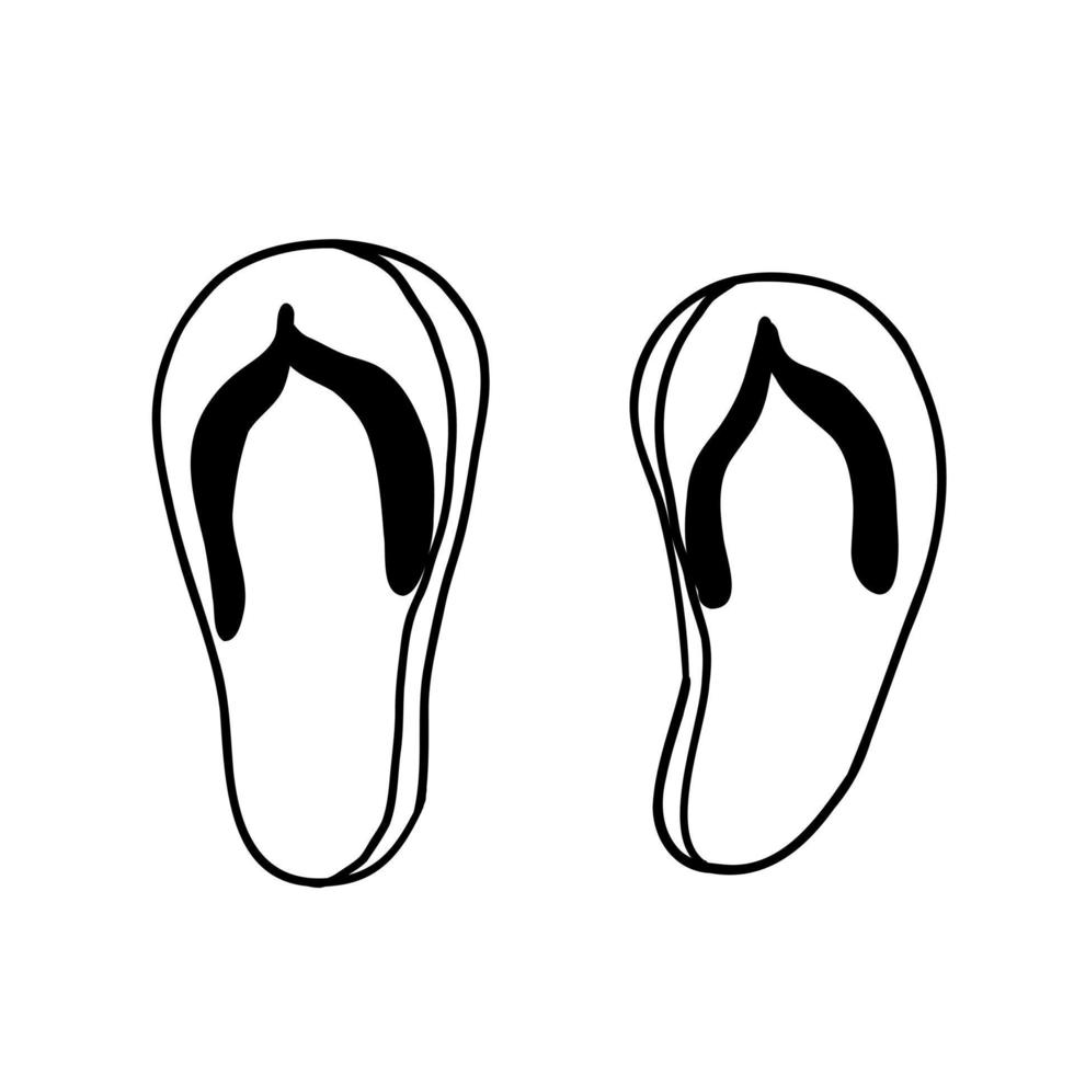 tongs jaunes. chaussures de plage. illustration vectorielle dans le style de contour doodle isolé sur fond blanc. vecteur