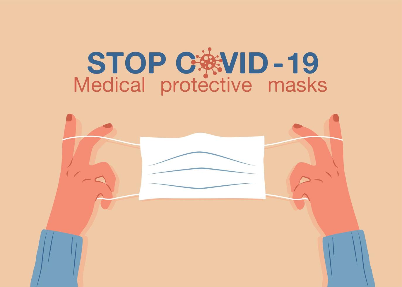 masque médical de protection contre la maladie covid-19 vecteur