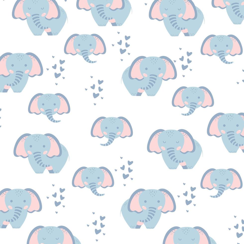 modèle sans couture de vecteur avec éléphant mignon sur fond blanc