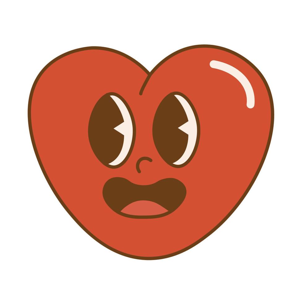 groovy beau coeur.bonne saint valentin. personnage funky happy heart dans un style de dessin animé rétro des années 60 et 70 vecteur