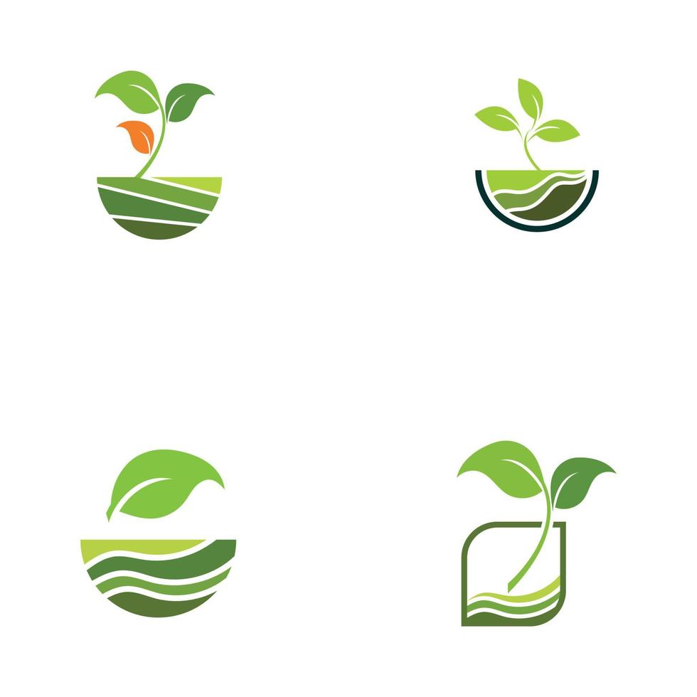 concept de logo vectoriel de plante verte ferme