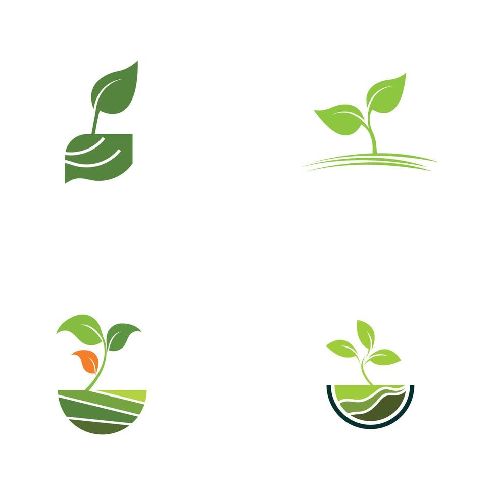 concept de logo vectoriel de plante verte ferme