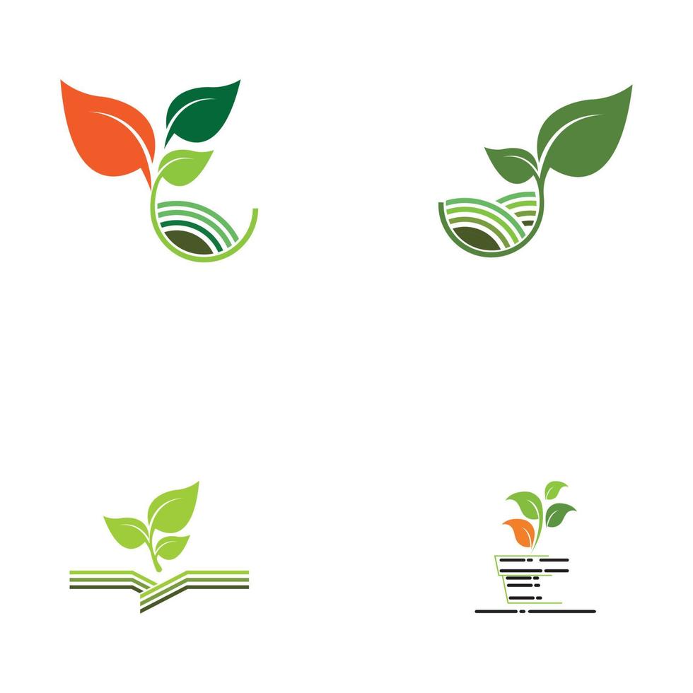concept de logo vectoriel de plante verte ferme