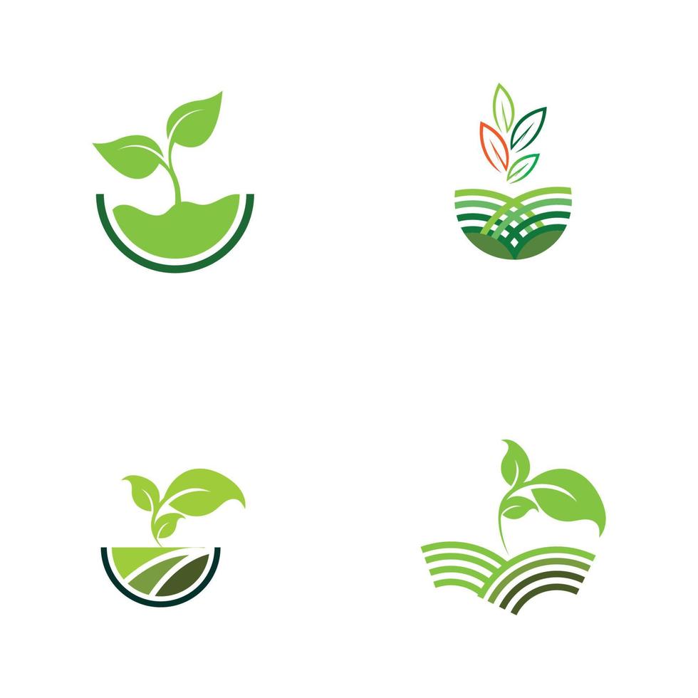 concept de logo vectoriel de plante verte ferme