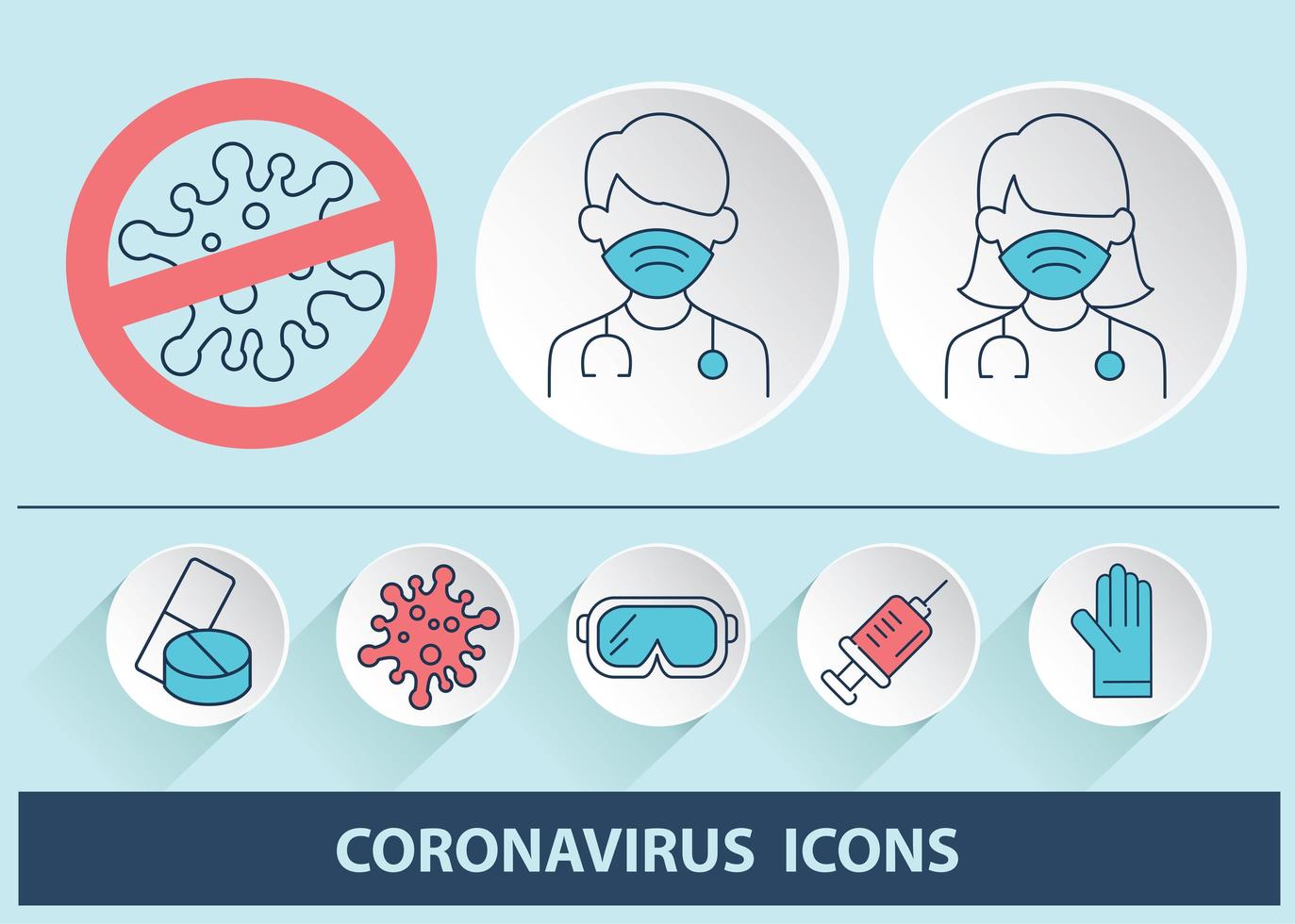 ensemble de symptômes icône covid-19. pandémie. médecin et symptômes du coronavirus. vecteur