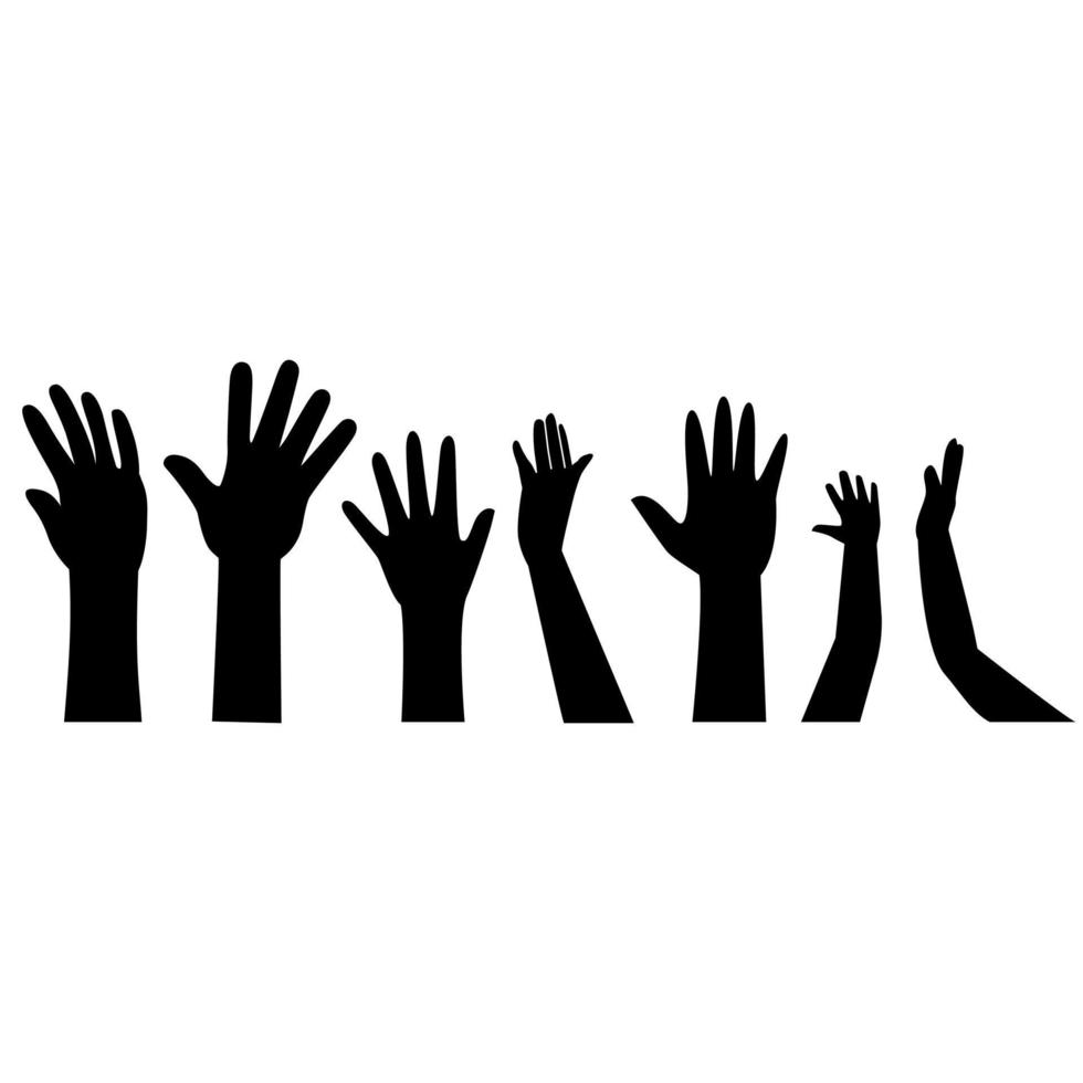 vecteur d'icône de mains levées. mains en l'air signe d'illustration. symbole ou logo de la paume.