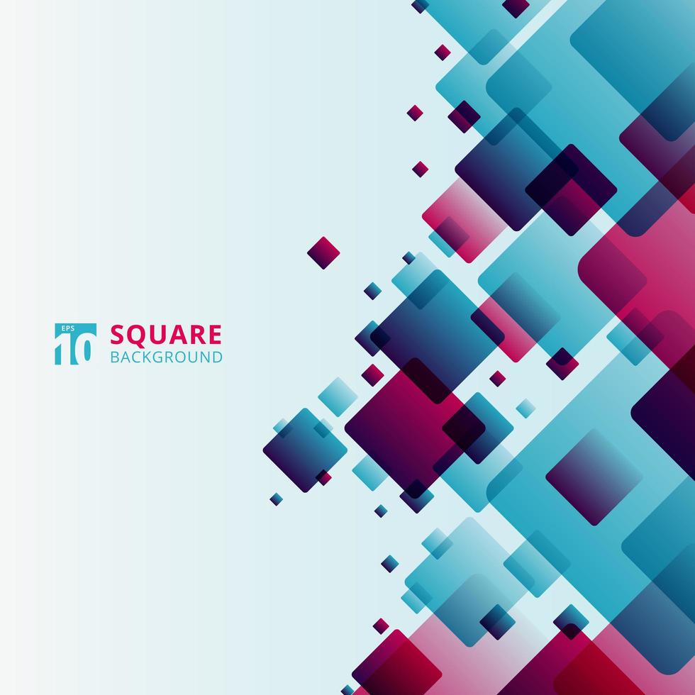 technologie moderne abstraite carrés futuristes superposition de motif géométrique bleu et rose sur fond blanc vecteur