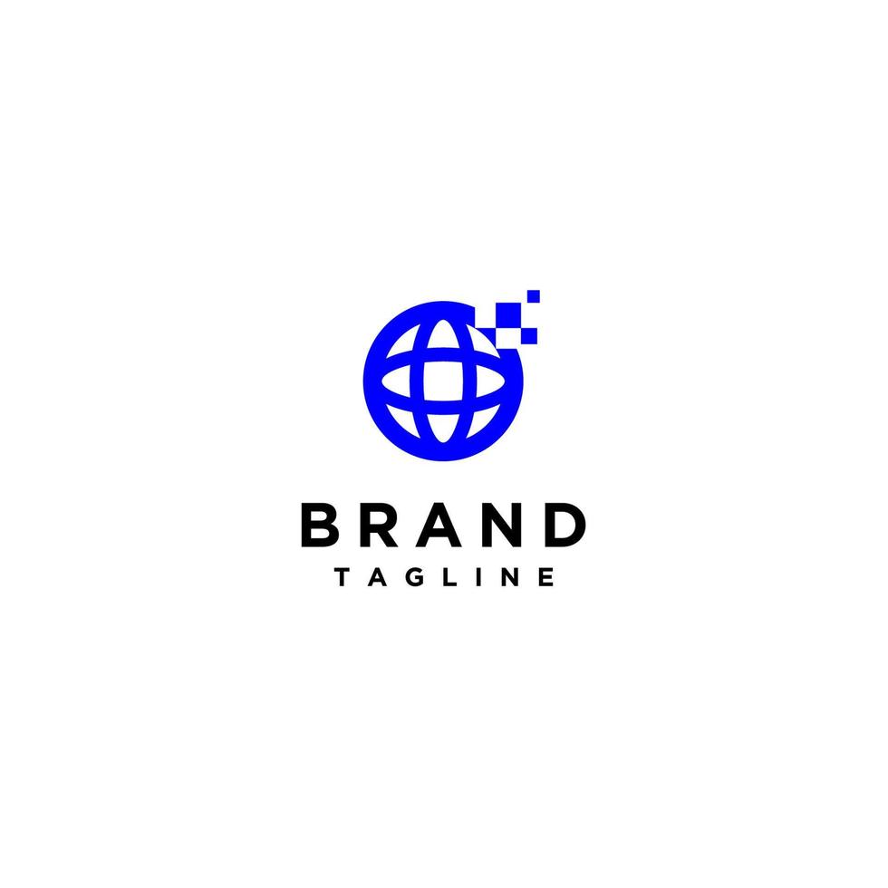 icône de globe bleu avec accent numérique. conception de logo simple pour un accès mondial à l'aide d'Internet, d'appareils et d'applications mobiles, de médias sociaux et de commerce électronique. vecteur