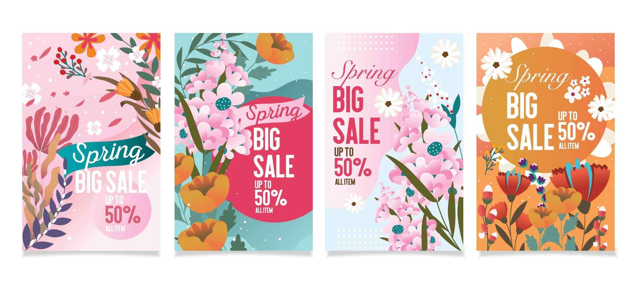 carte d'offre de vente florale de printemps vecteur