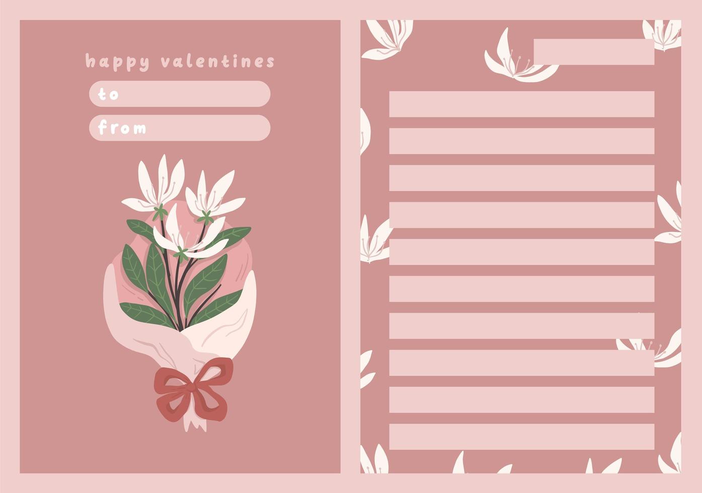 carte de la saint valentin note de dédicace lettre d'amour conception de dessin animé scandinave mignon vecteur