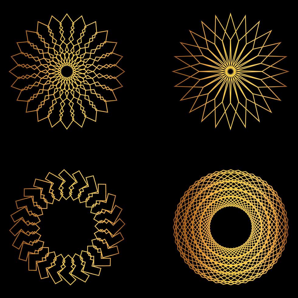 ensemble de formes géométriques dorées vecteur