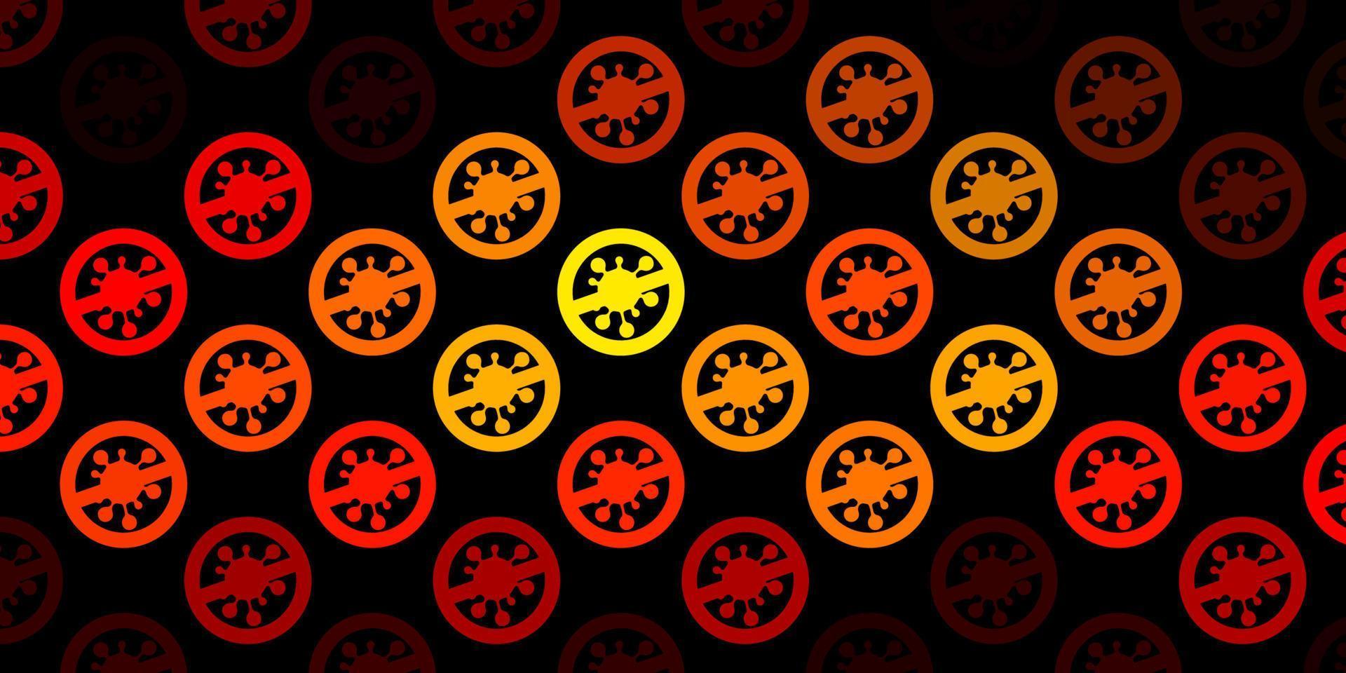 toile de fond de vecteur orange foncé avec des symboles de virus.