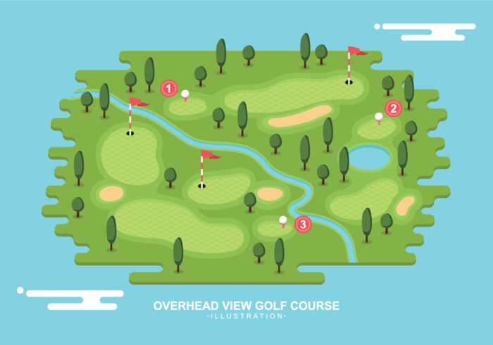 Vue aérienne du parcours de golf Illustration vecteur
