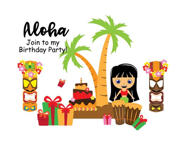 vecteur d'invitation anniversaire aloha