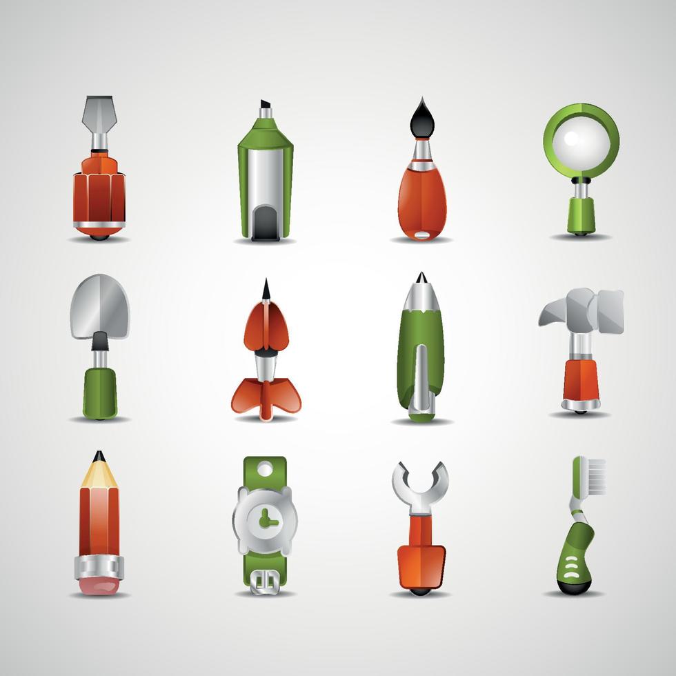 icônes d'outils et d'illustration vectorielle de papeterie vecteur
