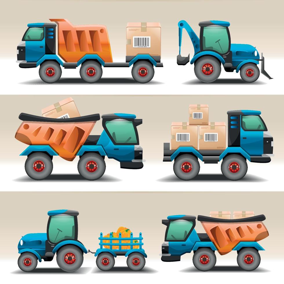 ensemble de camions et de tracteurs pour illustration vectorielle de transport vecteur