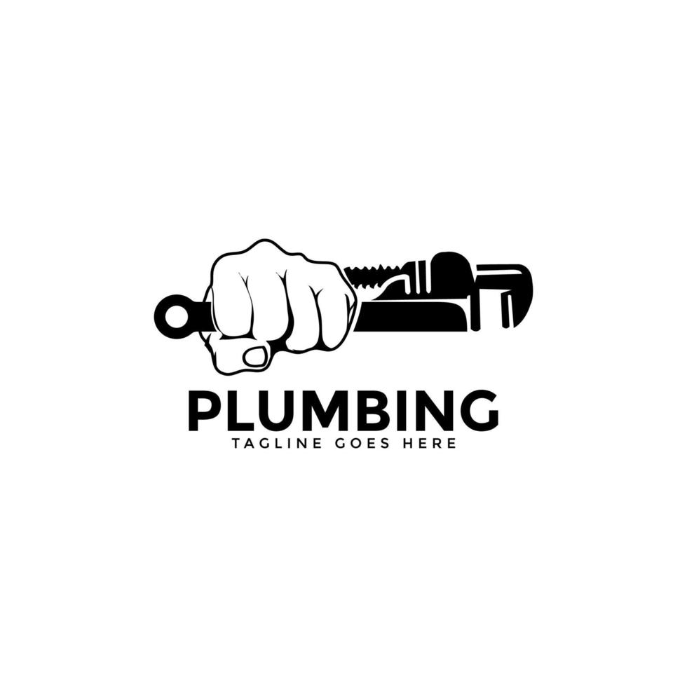création de logo de service de plomberie - logo moderne - service à domicile de l'industrie de la plomberie avec élément de clé vecteur