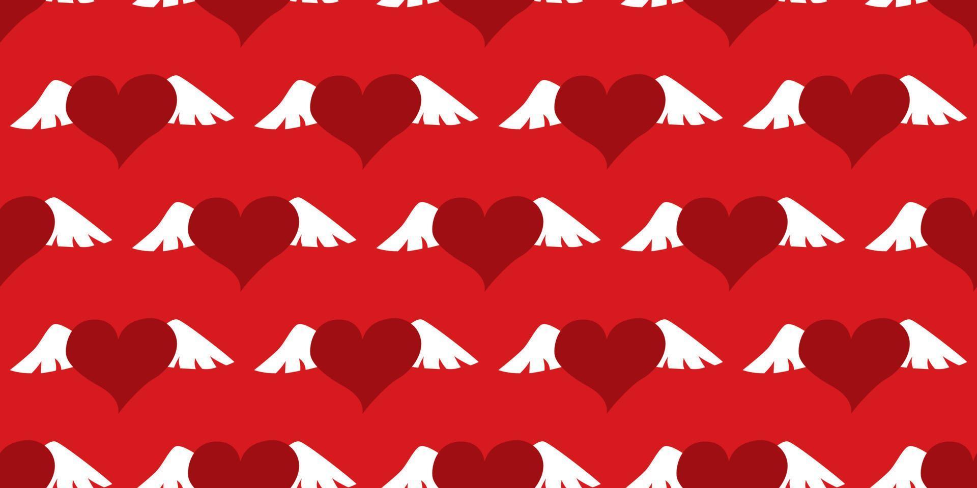 beau motif rouge. coeur avec une illustration de dessin animé d'ailes. coeur voler avec des ailes d'ange dans un style doodle. coeur mignon pour décorer la carte de mariage pour la saint-valentin et le concept d'amour. vecteur