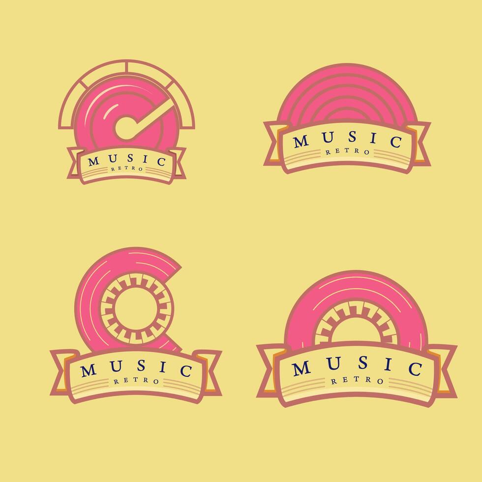 définir le style rétro de la musique logo vecteur