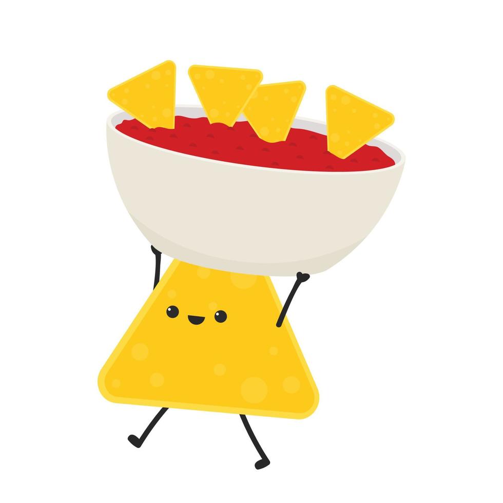 conception de personnage nacho. nachos sur fond blanc. vecteur