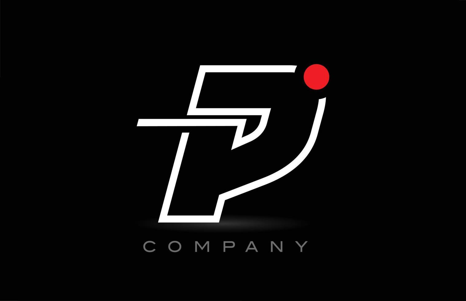 conception d'icône de logo lettre alphabet point rouge p sur fond noir. modèle créatif pour les entreprises et les entreprises vecteur