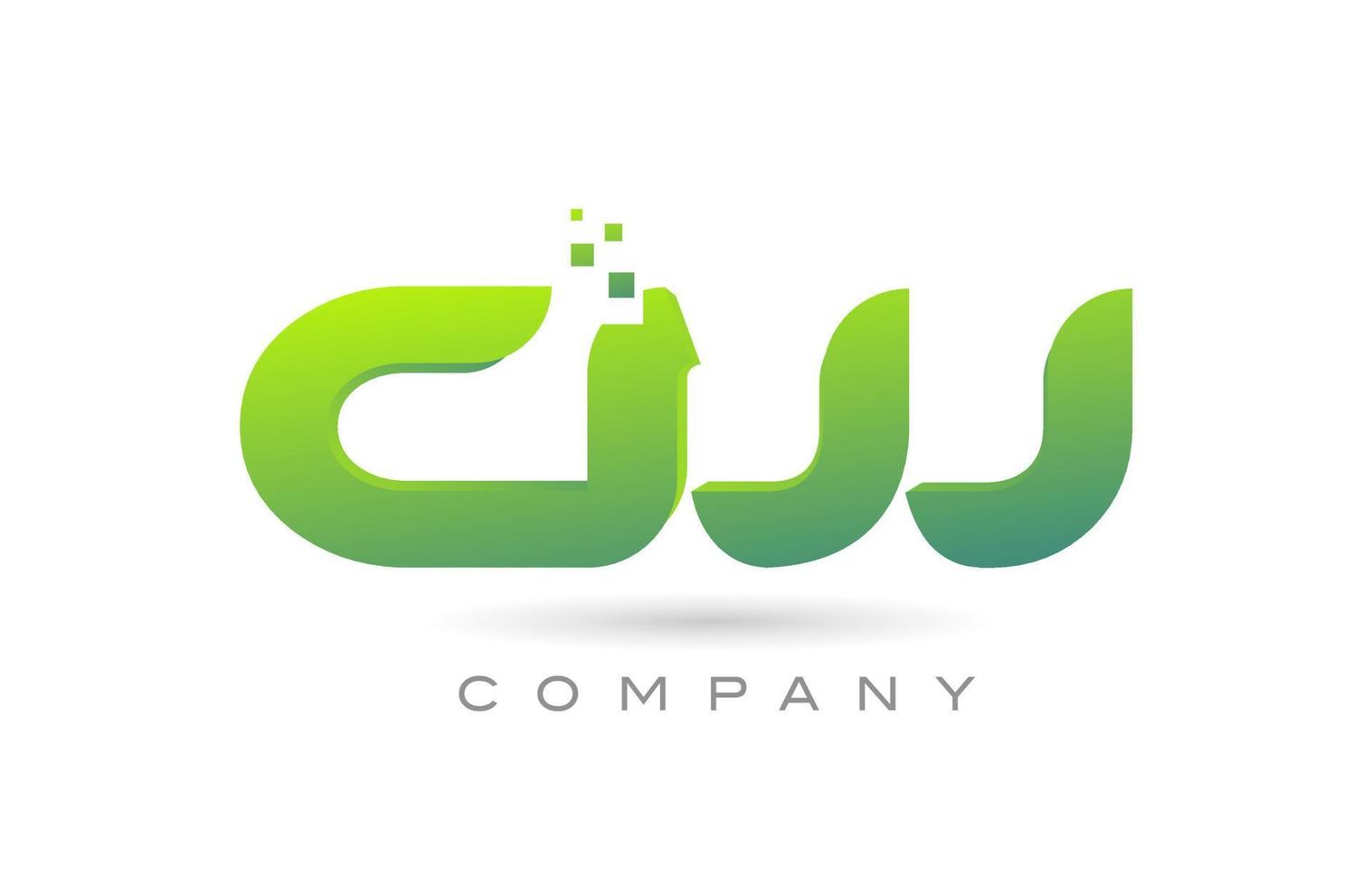 a rejoint la conception de combinaison d'icône de logo de lettre d'alphabet cw avec des points et la couleur verte. modèle créatif pour entreprise et entreprise vecteur