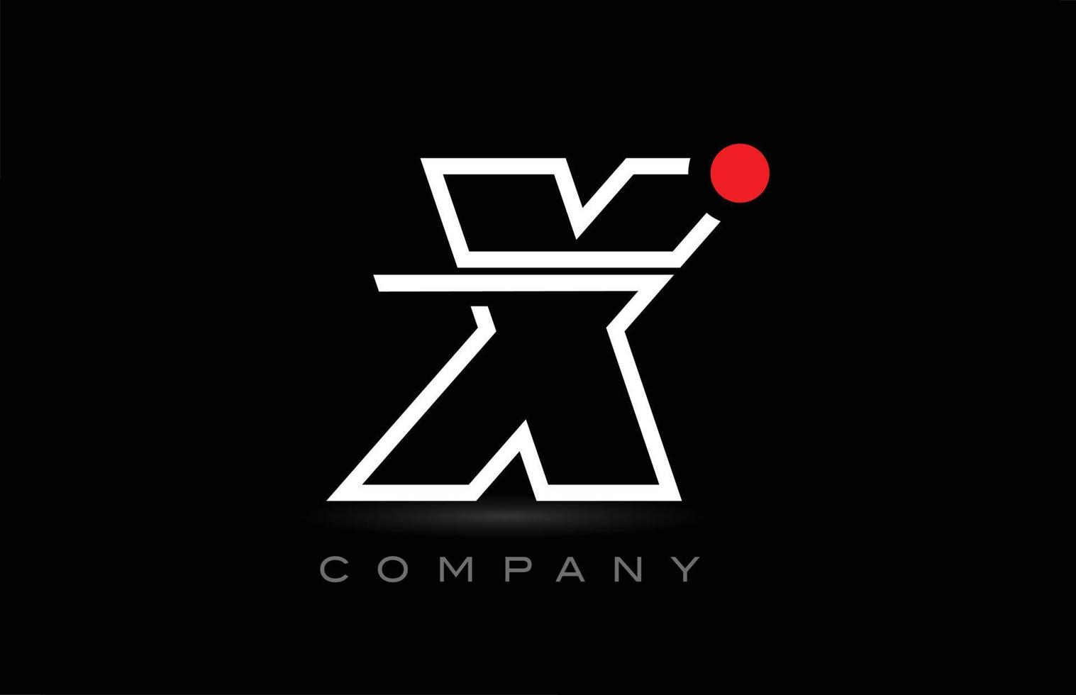 conception d'icône de logo de lettre alphabet point rouge x sur fond noir. modèle créatif pour les entreprises et les entreprises vecteur
