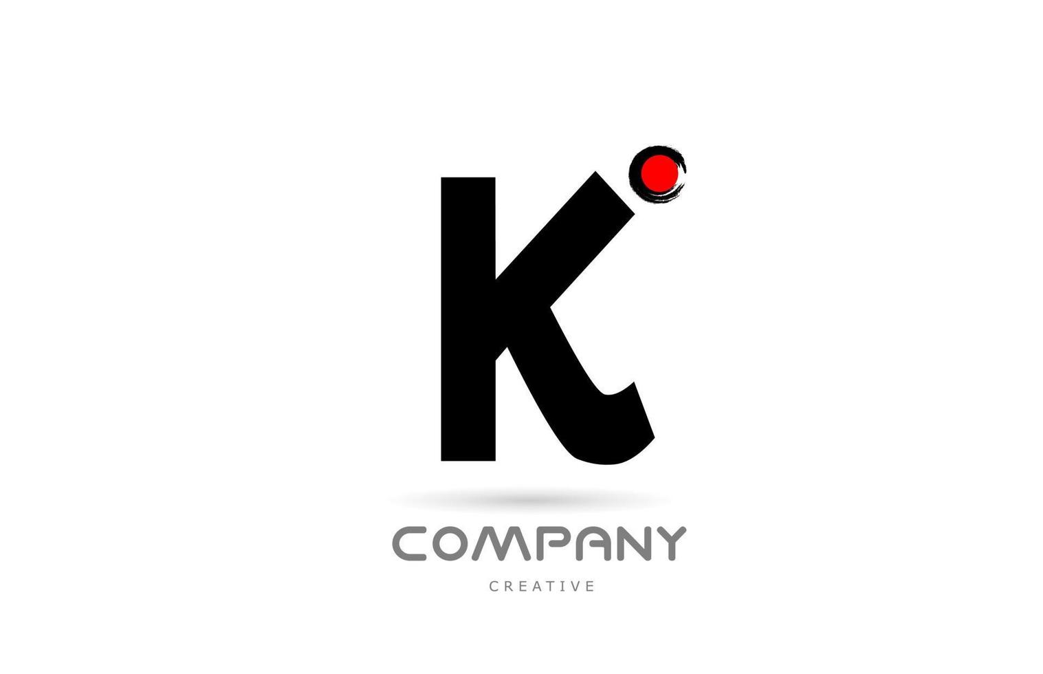 création simple d'icône de logo de lettre d'alphabet k noir et blanc avec lettrage de style japonais. modèle créatif pour les entreprises et les entreprises vecteur