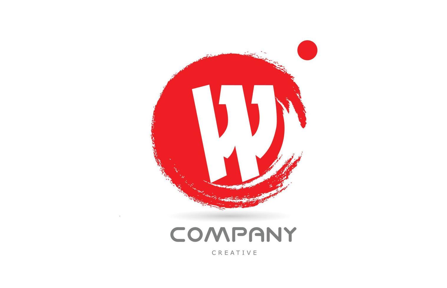création d'icône de logo de lettre alphabet rouge w grunge avec lettrage de style japonais. modèle créatif pour les entreprises et les entreprises vecteur