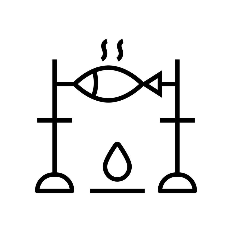 ligne d'icône de poisson frit isolée sur fond blanc. icône noire plate mince sur le style de contour moderne. symbole linéaire et trait modifiable. illustration vectorielle de trait parfait simple et pixel vecteur